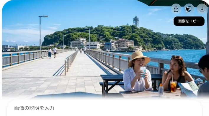 夏の江の島で涼しく観光するイメージ
